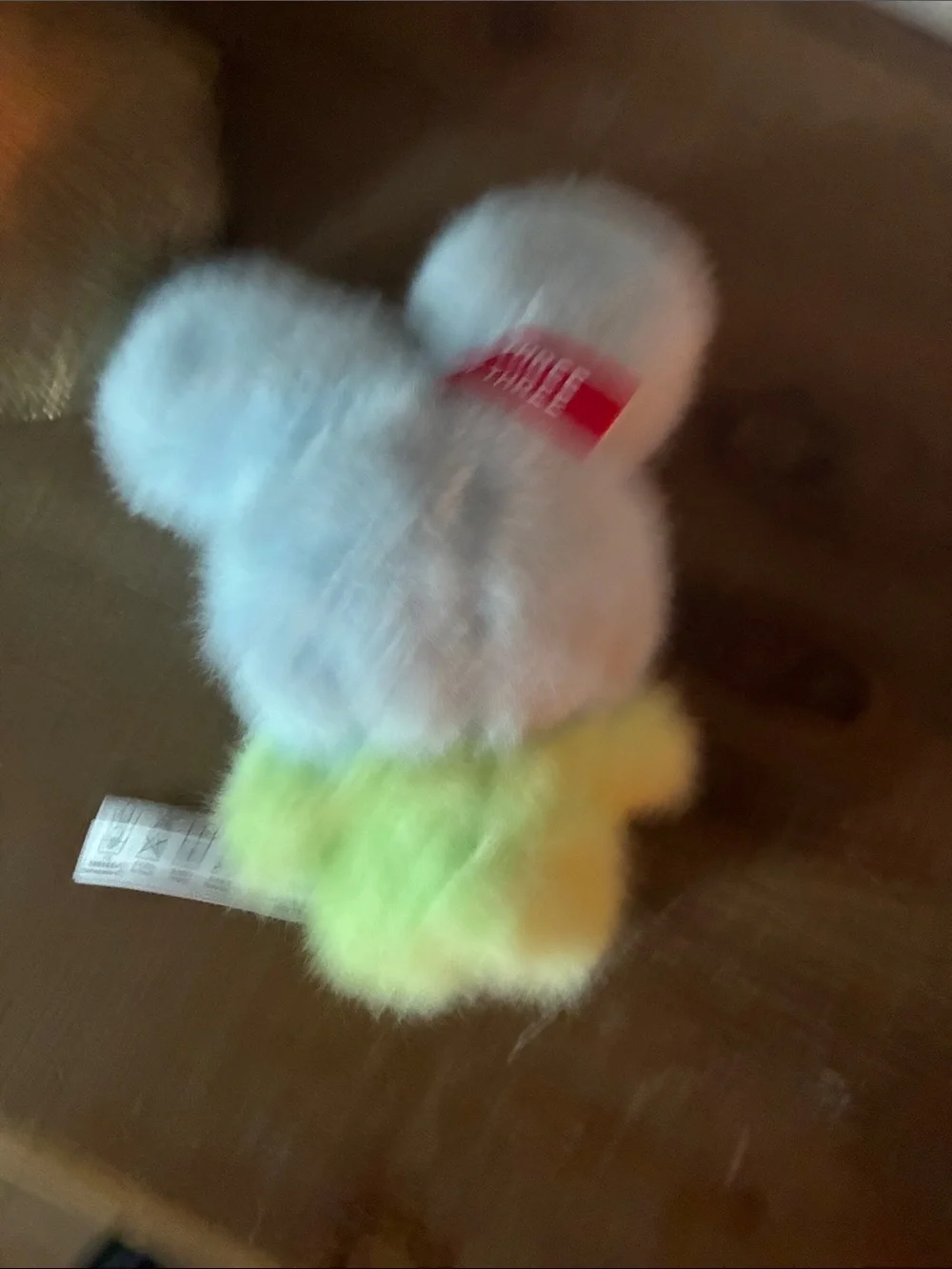 Plush Small Pet Toy - Blue and Lime Furry Bunny